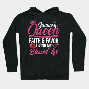 A Queen Was Born In January Shirt Birthday for Queen Girls Hoodie